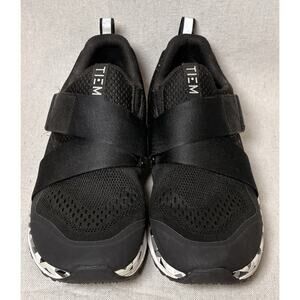 Tiem Slipstream Cycling Shoes Womens 8 Black Mesh Strap 2-Bolt Indoor Sneakers